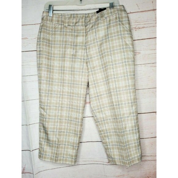 Pebble Beach Performance Size 10 Long Beige Plaid Shorts, Lightweight Polyester - Picture 1 of 11